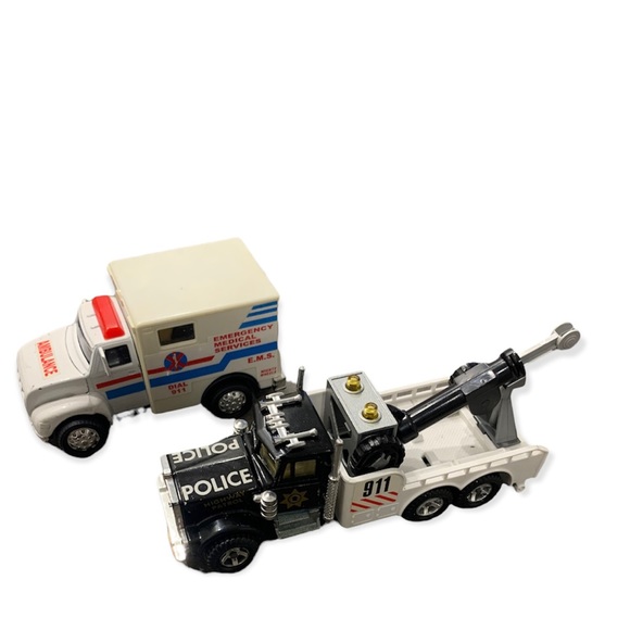 Vintage Die Cast Toy Ambulance and Kenworth Toy Police Tow Truck - Vintage Soma - Picture 1 of 5